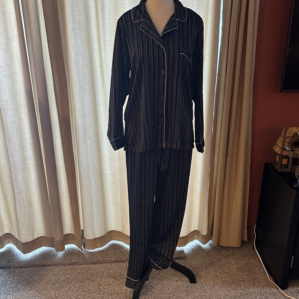 Victoria's Secret Black Striped Pajama Set